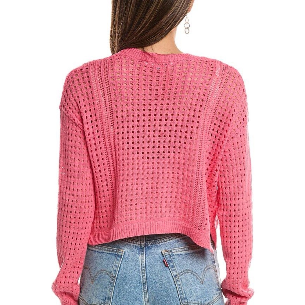 C&C California Tie Front Cardigan Pink Lemonade Size Large 100% Cotton - Picture 2 of 8